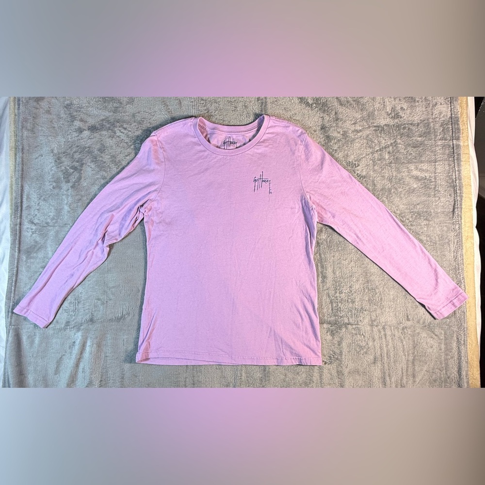 Guy Harvey Women's Medium Flamingo Long Sleeve Graphic T Shirt 100% Cotton Chic